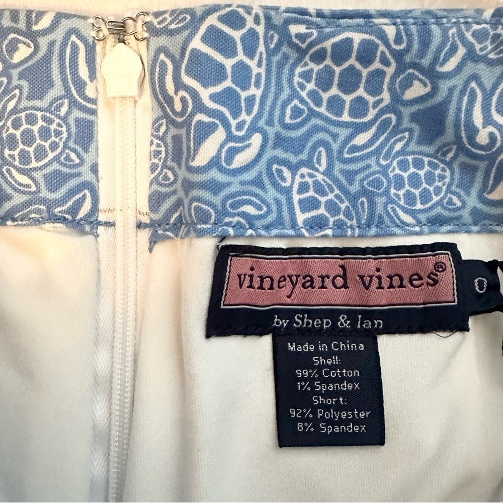 Vineyard Vines Cotton Blue White Sea Turtle Print Fully Lined Mini Skort 0 NEW - Picture 6 of 7